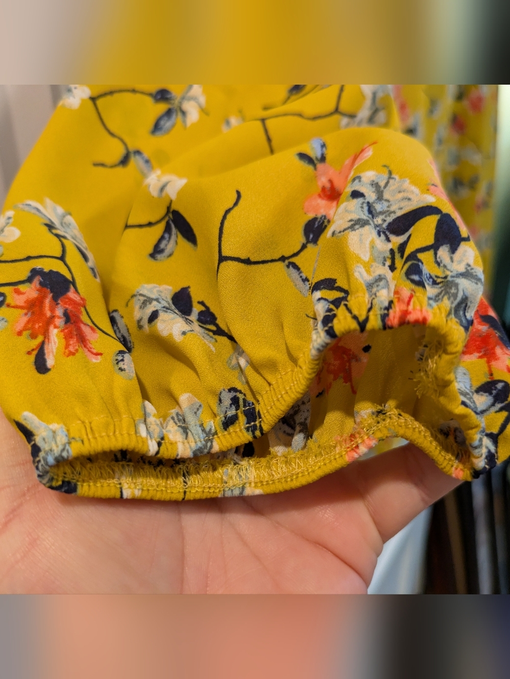 Yellow Floral Women's Blouse - Lightweight Long Sleeve - Picture 6 of 14
